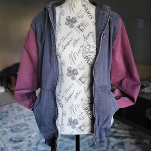 Divided Two-Tone Hooded Jacket – Blue and Purple